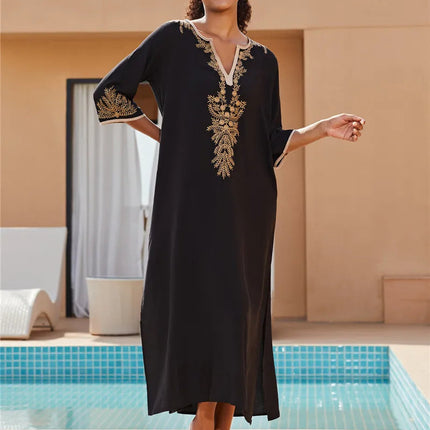 Donne allentato leggero caftano Kimono Cardigan Casual Beach Cover Up lungo caftani costume da bagno Maxi Dress platinumshop