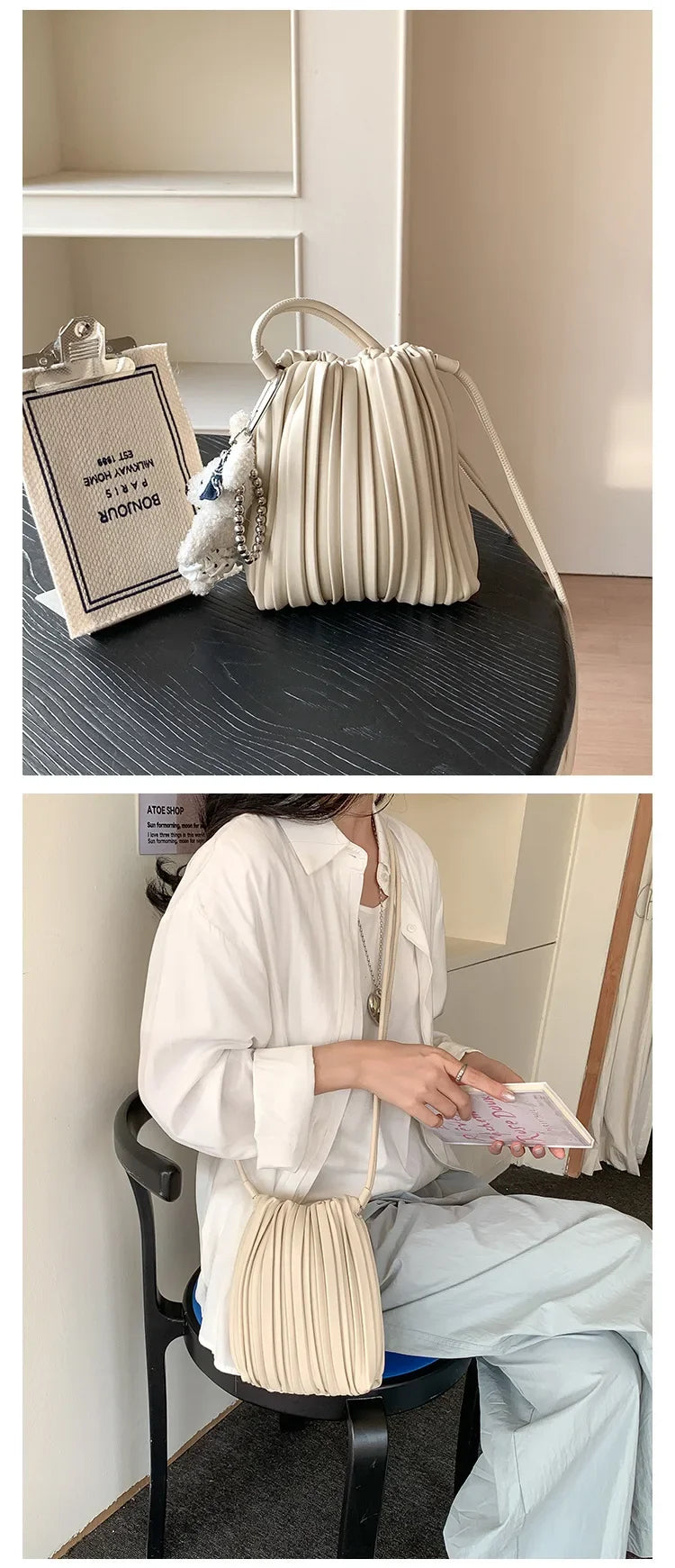 Summer Fashion New Crossbody Bag Women's PU Single Shoulder Mini Bag Luxury Versatile Pleated Casual Small Square Bag Handbags PlatiNum