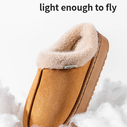 Men's Winter Plush Slippers, Thick Sole Closed-Toe, Warm Sherpa Lining, Non-Slip Indoor/Outdoor Home Shoes for Couples