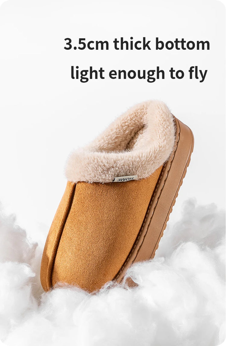 Men's Winter Plush Slippers, Thick Sole Closed-Toe, Warm Sherpa Lining, Non-Slip Indoor/Outdoor Home Shoes for Couples