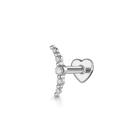 CANNER 1PC 925 Sterling Silver Crown Horse Eye Zircon Heart Flat Head Cartilage Piercing Stud Earring For Women Claasic Earring PlatiNum
