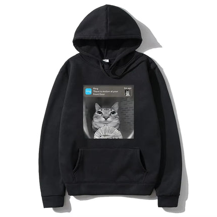 There Is Motion At Your Front Door Funny Silly Cat Meme Hot 2D Hoodie Men Women's Fleece vintage Sweatshirt Autumn Casual pullov