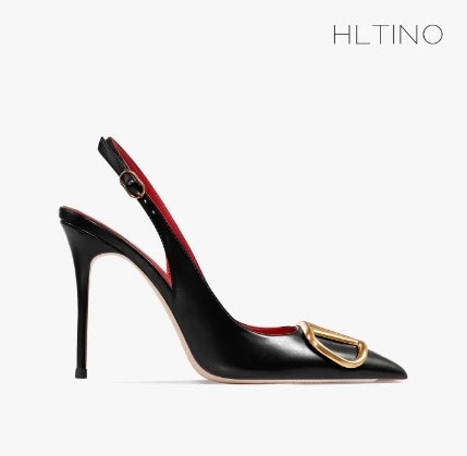 HLTINO Fahion Slingback Nero Comode Scarpe Estive da Donna Sandali con Tacco Alto 2025 Tendenza per Abito da Festa di Nozze