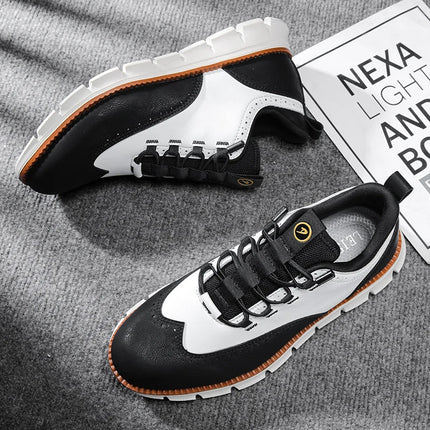 Men's Leather Casual Oxford Shoes, Breathable Anti-Slip Soft Sole Fashion Sneakers for Business Walking and Daily Wear