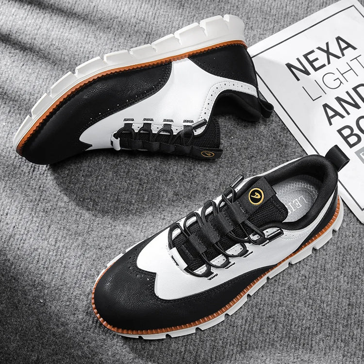 Men's Leather Casual Oxford Shoes, Breathable Anti-Slip Soft Sole Fashion Sneakers for Business Walking and Daily Wear