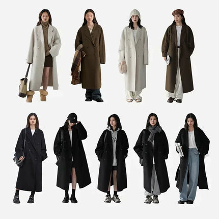 CHIC VEN Women Long Double-sided Woolen Coats Retro Loose Female Overcoat Double Breasted Ladies Windbreak Autumn Winter 2026