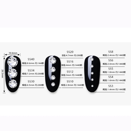 144/288 /1440pcs SS3-SS50 Crystal AB Clear Nail Rhinestones Non Hotfix Flat Back Stones DIY Strass Nail Art Decor Accessories