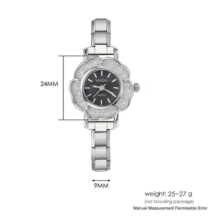 Orologi al quarzo da donna con intarsio floreale in zirconio, design chic di lusso, cinturino in acciaio inossidabile, regalo di compleanno per lei platinumshop