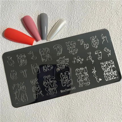 Gothic Cross Nail Stamping Plate Dark Rosary Cross Stainless Steel Punk Nail Art Stencil for DIY Manicure