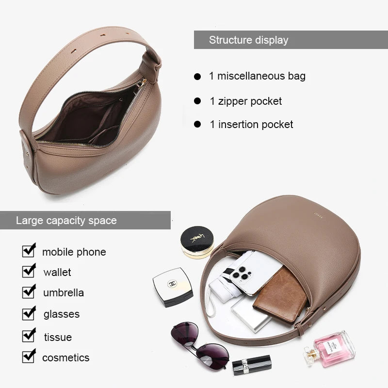 FOXER Women Fashion Small Shoulder Bag Lady 2025 Winter Crossbody Handbag Crescent Underarm Bag Perfect Gift  for Wife