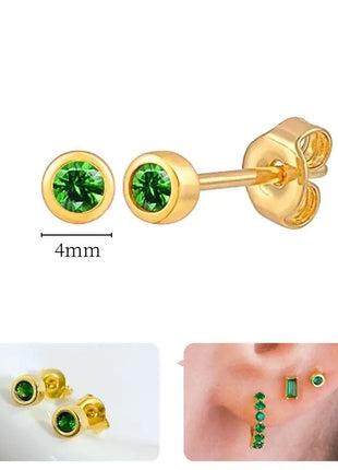 925 Sterling Silver Needle Green Zircon Gold Earrings Heart Hoop Earrings for Women Delicate Stud Earrings Luxury Jewelry Gifts PlatiNum