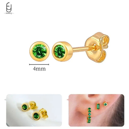 925 Sterling Silver Needle Green Zircon Gold Earrings Heart Hoop Earrings for Women Delicate Stud Earrings Luxury Jewelry Gifts PlatiNum