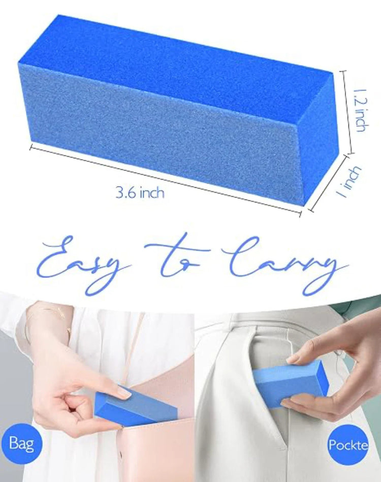 24/48PCS Nail Buffer Blocks 180/180/240 Grit Professional Salon 3 Way Blue Buffing Blocks for Manicure