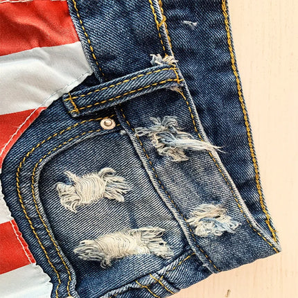 Shorts in denim con stampa stelle Y2K da donna, jeans europei e americani con frange