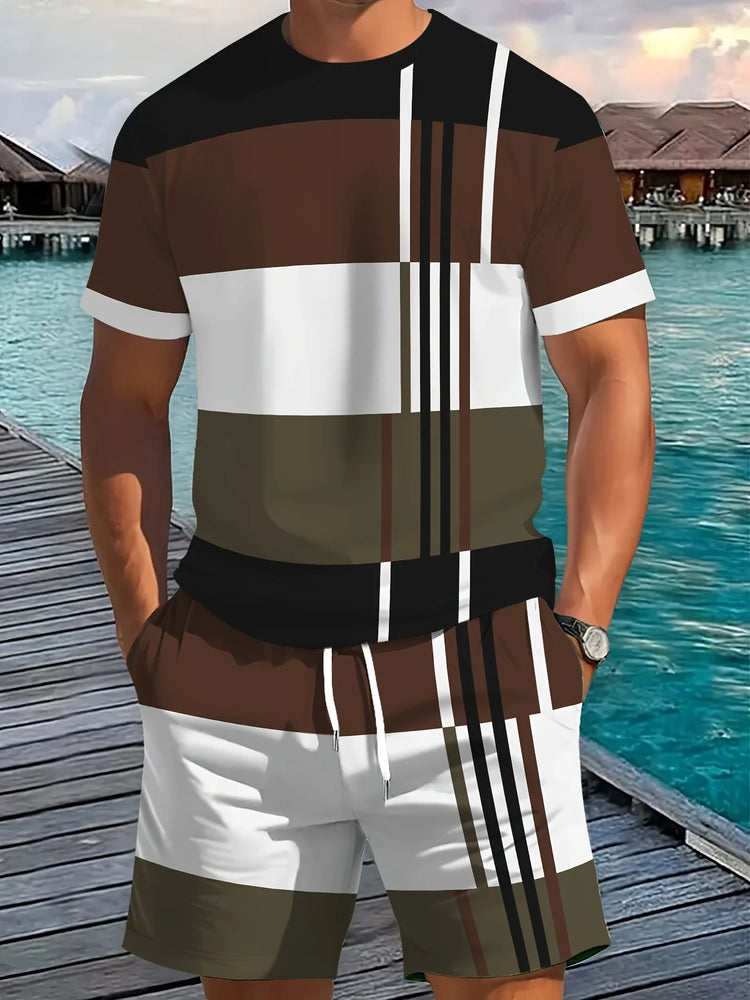 2026 Set da due pezzi casual da uomo di nuovo arrivo estivo 2026 Camicia a maniche corte con stampa