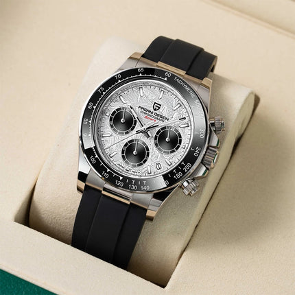 PAGANI DESIGN Nuovo Orologio da Polso al Quarzo da Uomo con Quadrante in Meteorite, Vetro Zaffiro, Cronografo, Impermeabile 100m, in Acciaio Inossidabile
