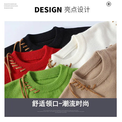 2025 Korean Style Men Women Sweater Knitted Trendy Youth Student Style Knitwear Top Casual Warm Crew Neck Knitted Pullover 4XL-M