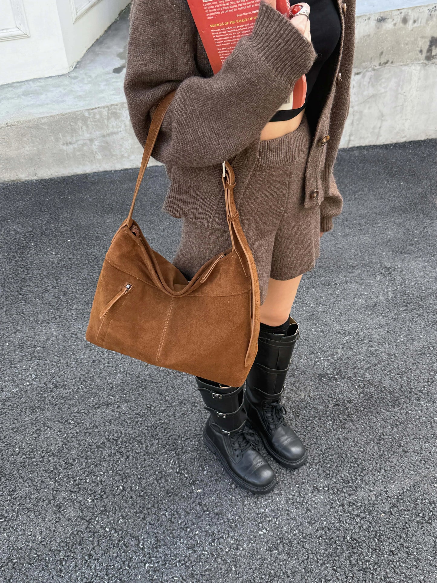 Motingsome Natural Soft Suede Woman Bags Large Capacity Handbag Big Underarm Messenger Bag Shoulder Purse Casual Tote 2025 New