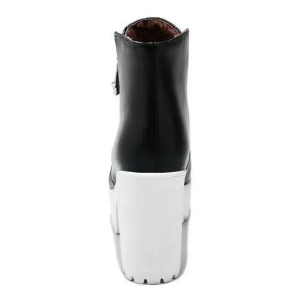 Black White Platform Ankle Boots for Women High Heels Boots Ladies Zip Autumn Winter Booties Woman Boots Shoes Ladies Shoes