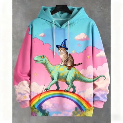 2026 Funny Dinosaur Cat Solider 3d Print Hoodies Men Women Fashion Oversized Hoodie Sweatshirt Animal Coat Sweats Mens Clothing