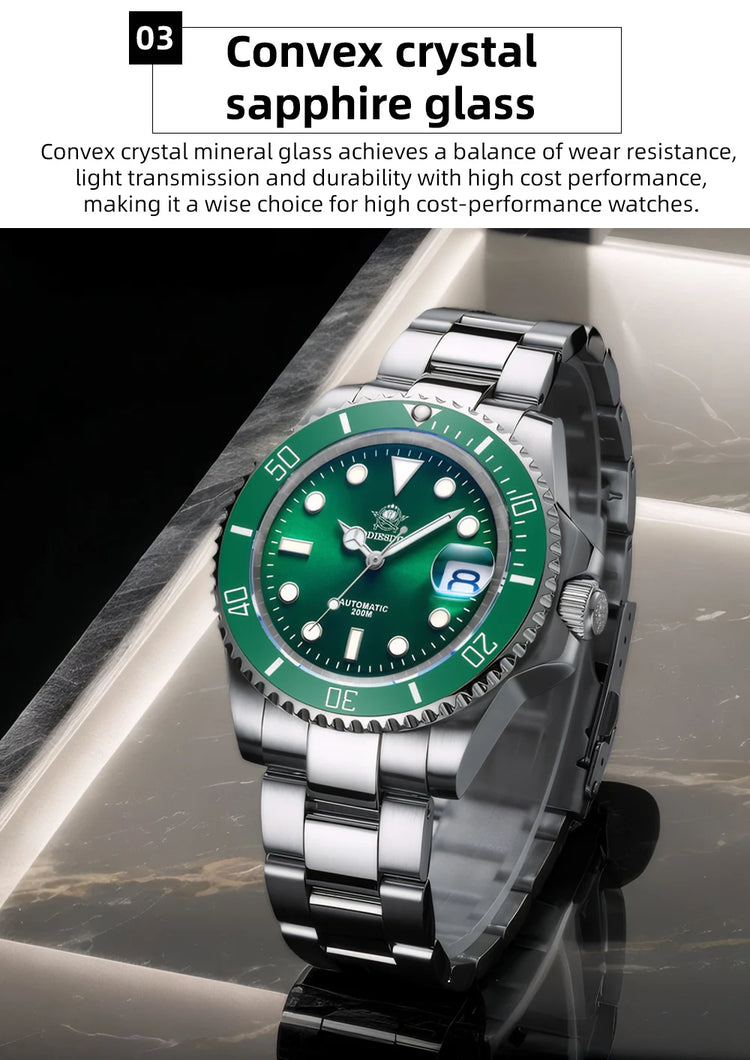 ADDIESDIVE AD2503 Luxury Men's Automatic Watch 8215 Mechanical Watch BGW9 Luminous Sapphire Glass Diver's Watch Men Analog Watch