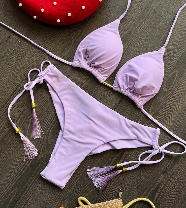 RUOTONGSEPT 2025 Nuovo Sexy Costume da Bagno Triangolare in 13 Colori per Donne, Bikini Brasiliano, Costume Push-Up, Set Bikini da Spiaggia platinumshop