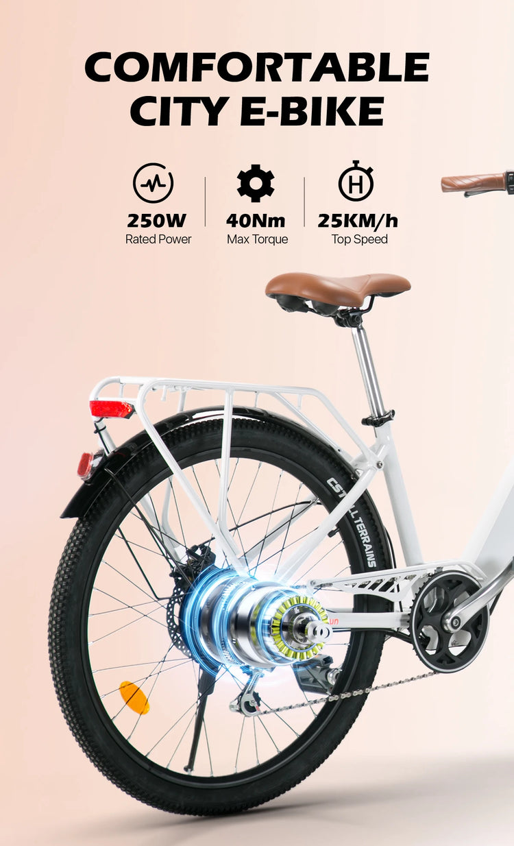 Bicicletta Elettrica Cityrun per Adulti, 26 Pollici, Unisex, Motore 250W, Batteria 36V/10Ah, Velocità Massima 25 km/h, Pedalata Assistita, Autonomia 70-90 km.