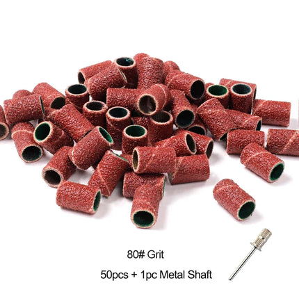 Nail Sanding Ring Bands 80/120/180/240 Grit Electric Manicure Drill Grinding Heads UV Gel Polish Removal Pedicure Abrasive Tools 2028