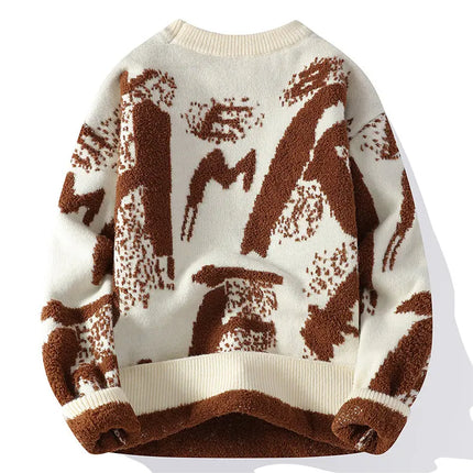 Autumn Winter Men Knitted Sweater Panda Printing Casual Round Neck Pullovers Sweater Designer Quality Men Clothing Jumper