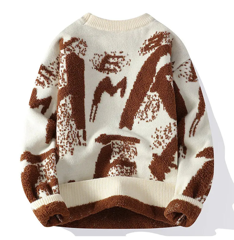 Autumn Winter Men Knitted Sweater Panda Printing Casual Round Neck Pullovers Sweater Designer Quality Men Clothing Jumper