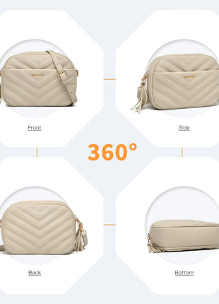 Miss Lulu WOMEN'S shoulder bag Tassel Small Crossbody Bag Elegant Golden Hardware handbag For WOMEN'S PlatiNum