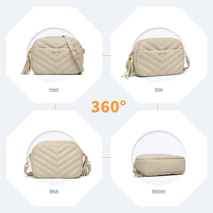 Miss Lulu WOMEN'S shoulder bag Tassel Small Crossbody Bag Elegant Golden Hardware handbag For WOMEN'S PlatiNum