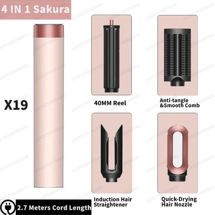 Hot Air Dryer Brush Multil Hair Styler Hair Dryer 30/40mm Auto Curling Barrels and Hair Strightenting Nozzle Hot Air Brush Wrap