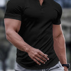 POLO da uomo classico estivo, tinta unita casual, comodo, traspirante, colletto rialzato, top sportivo muscolare a maniche corte