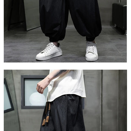 Pantaloni a gamba larga da uomo Pantaloni larghi in vita elastica da uomo Streetwear Stili giapponesi Pantaloni casual Pantaloni lunghi oversize vintage solidi