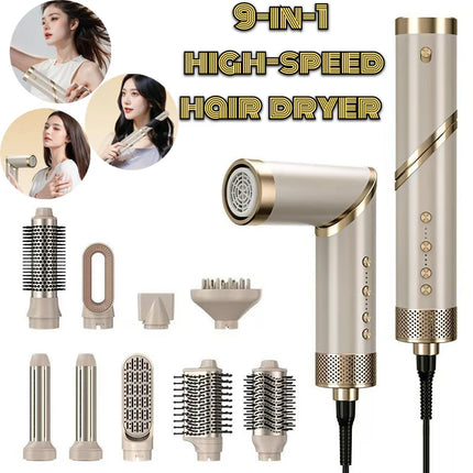 9 in 1 Hair dryer Professional Negative Ion curling Iron Hair Straightener Brushless Motor High Speed Hair Dryer Hot Comb Set