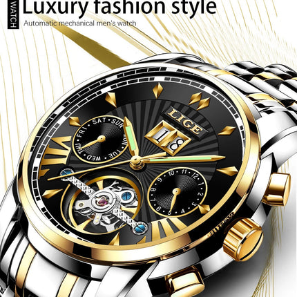 Orologi da Polso Meccanici Automatici LIGE 2026 per Uomo, Marca di Lusso, Orologio da Uomo con Tourbillon, Moda Business, Impermeabile platinumshop