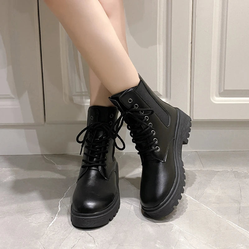 2024 Spring New Women's Shoes Comfortable Fashion Boots Women's Short Boots Mid-Heel Thick Heel Round Toe Chelsea Boots