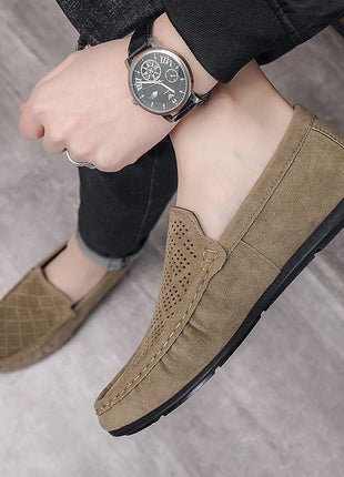 STRONGSHEN scarpe da uomo Casual Luxury Brand Slip on mocassini vuoti in pelle scamosciata mocassini da uomo estate traspirante scarpe da guida da uomo italiane