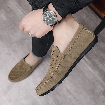 STRONGSHEN scarpe da uomo Casual Luxury Brand Slip on mocassini vuoti in pelle scamosciata mocassini da uomo estate traspirante scarpe da guida da uomo italiane