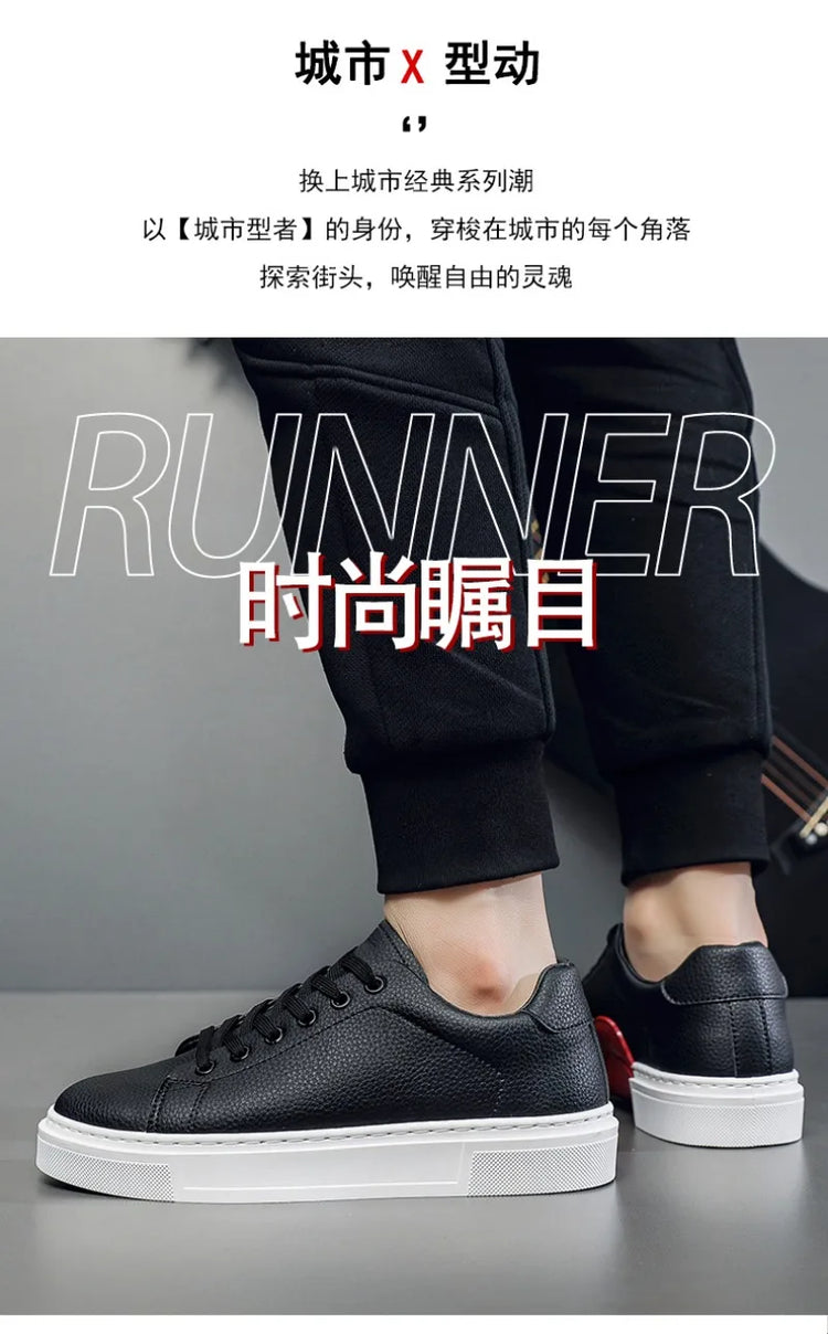 Fashion Men's Sneakers High Quality Leather Casual Shoes Luxury Business Office Shoes Trendy Skateboard Shoes Zapatillas Hombre