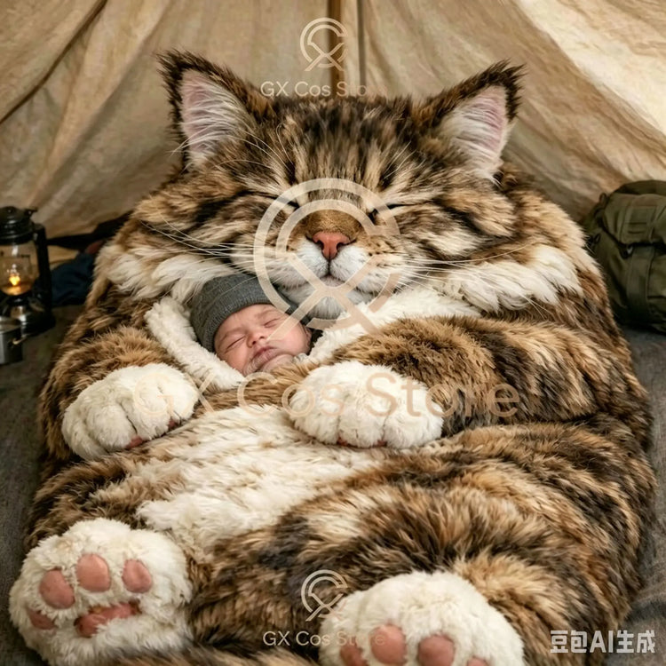 Giant Animal Sleeping Bag Comfortable Soft Warm Plush Bag Washable Cute Cat Envelope Sleeping Bag for Adults Winter Outdoor Use