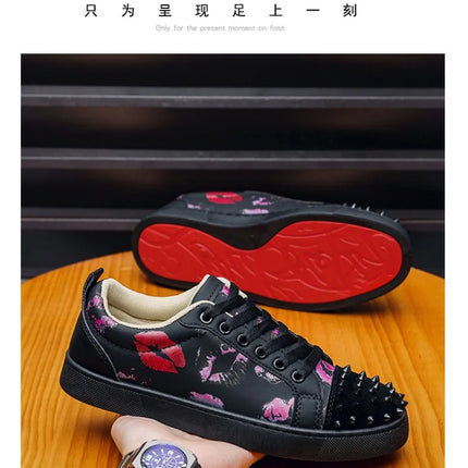 Fashion Trend Couples Casual Sneakers Red Sole Rivet Board Shoes for Men High Quality Man's Leather Sneakers for Men Women Shoes