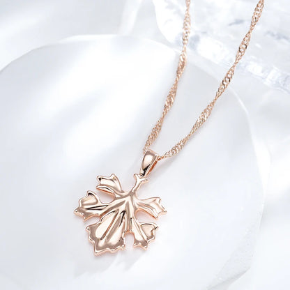 Kinel Collana con ciondolo a foglia da donna di nuova tendenza Moda 585 Colore oro rosa Gioielli creativi in metallo Collana quotidiana romantica unica