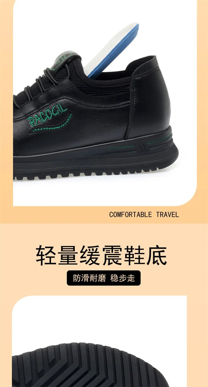 New Spring Fashion Versatile Non Slip Women's Comfort Breathable Sneakers Mother Soft Leather Soft Sole Causal Shoes