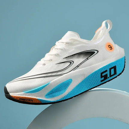 Unisex 2025 Full Carbon Plate Running Shoes Professional Marathon Racing Lightweight Bounce Cushion Breathable Sports Sneakers PlatiNum