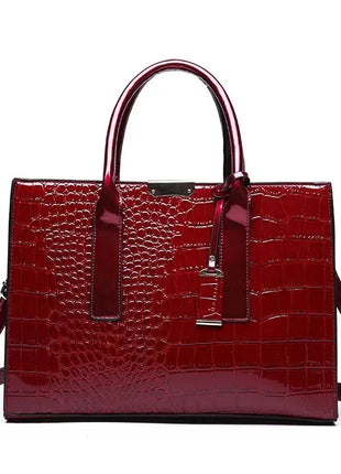 Luxury Vintage Women's Crocodile Pattern Handbag Large Capacity Tote Bag Leather Business Shoulder Bag For Female PlatiNum