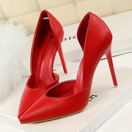 Donne di estate 10.5 centimetri Tacchi Alti Pompe di Pelle Femminile Escarpins Elegante Dolce Giallo Rosa Stiletto Della Signora Tacchi Da Sposa Scarpe Cave