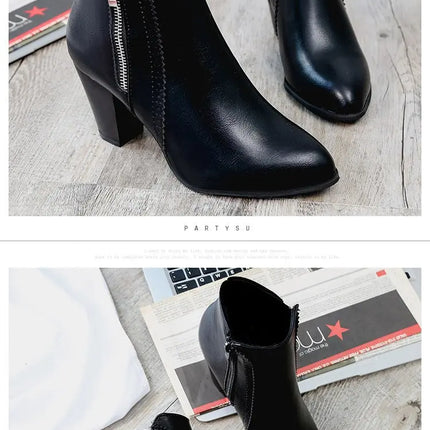 2024 new autumn ladies boot Coarse heeled outdoor nonslip shoe Retro Zipper Fashion Boots Comfort casual women's shoes Botas