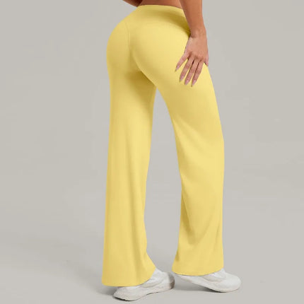 Women's Pilates Yoga Pants Sports Fitness Flared Peach Hip-lifting Leggings Outdoor Workout Training Running Casual Trousers PlatiNum
